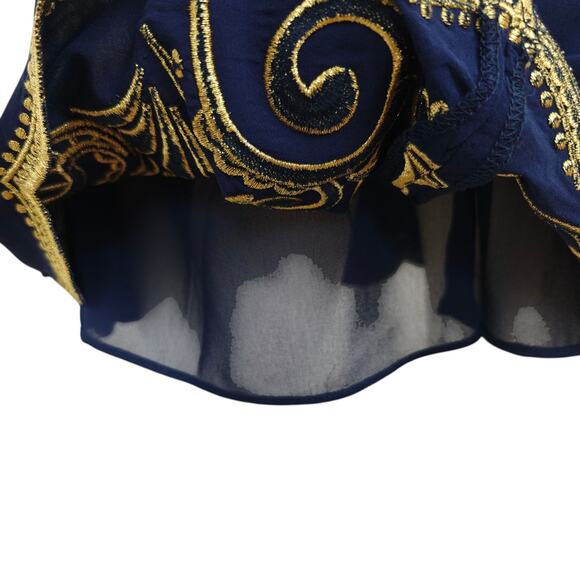 Lilly Pulitzer Quinn Halter Swing Dress Size XXS Navy Blue Gold Embroidery Lined - Picture 6 of 12